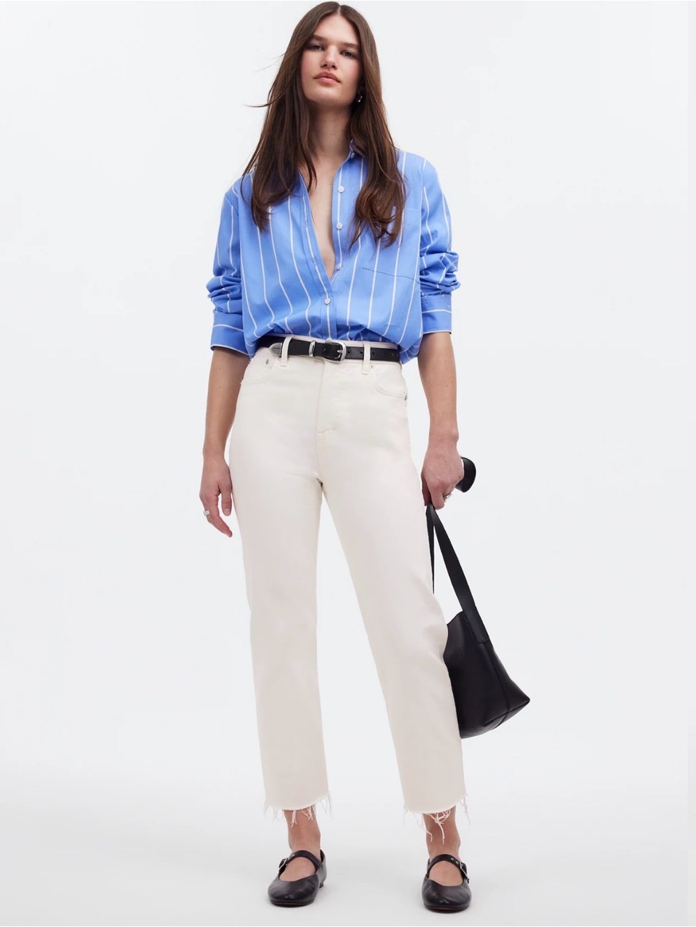 NWT Madewell ‘90s Straight Crop Jean in Tile White with Raw Hem Size 25
